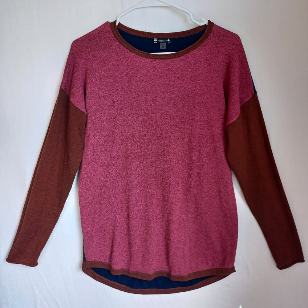 Smartwool Sweater Shadow Pine Colorblock Wool Cre… - image 2